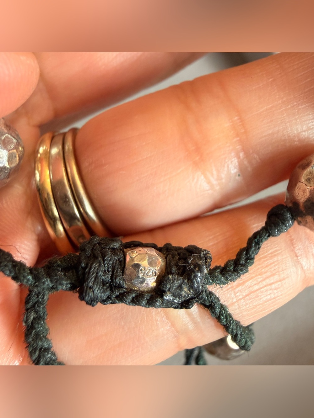 Tai 925 Sterling Silver Crystal Beaded Cord Adjustable Bracelet - Picture 3 of 9